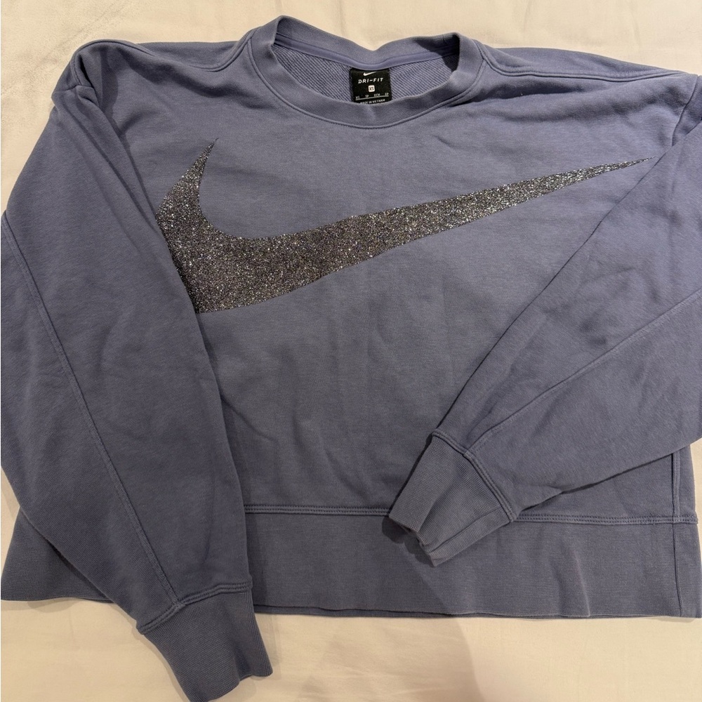 Nike Women's Purple Sweatshirt with Glitter Logo